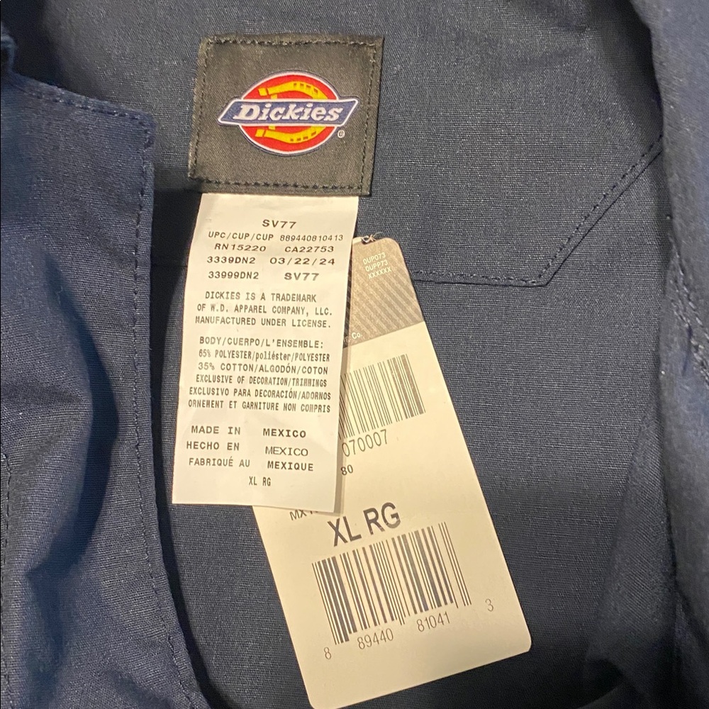 Dickies Men's Dark Blue Work Coverall Size XL Regular NWT Brand New - Picture 5 of 7